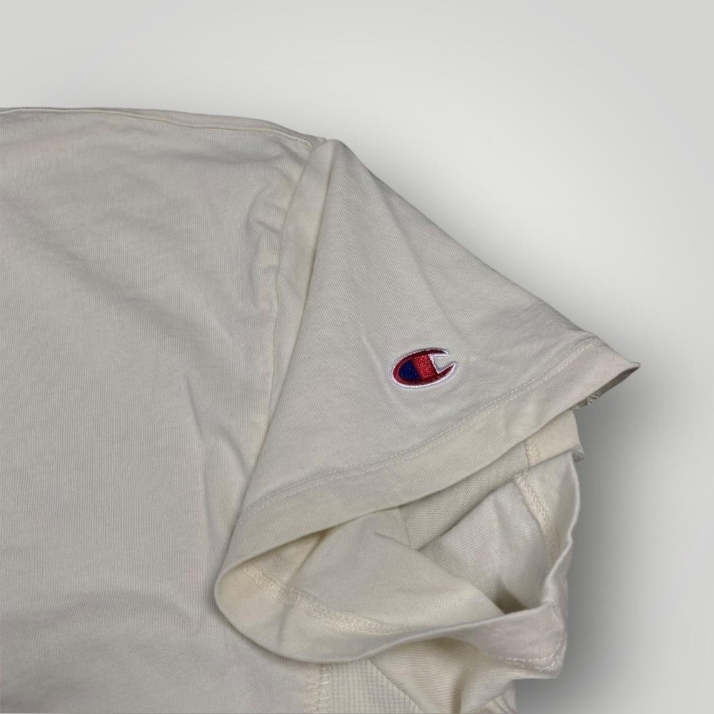 Champion Shirt Womens Large White Cropped Script Logo Boxy Short Sleeve C Patch - Picture 6 of 6